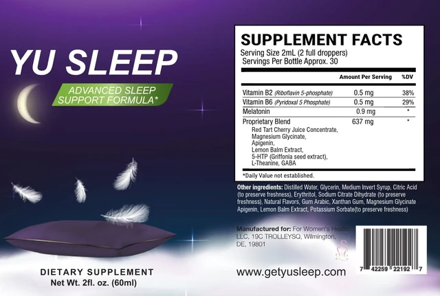 Preview of the Yu Sleep Supplement Facts and ingredient label